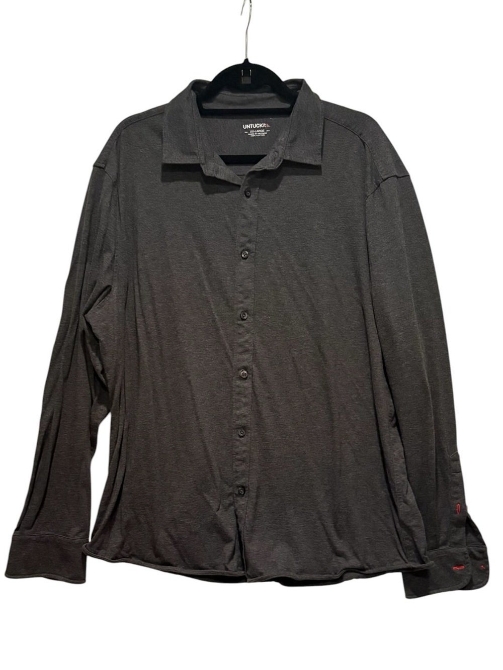 UNTUCKit - Luxe Tee BD, button down shirt. Heather Gray (Dark Gray). XXL